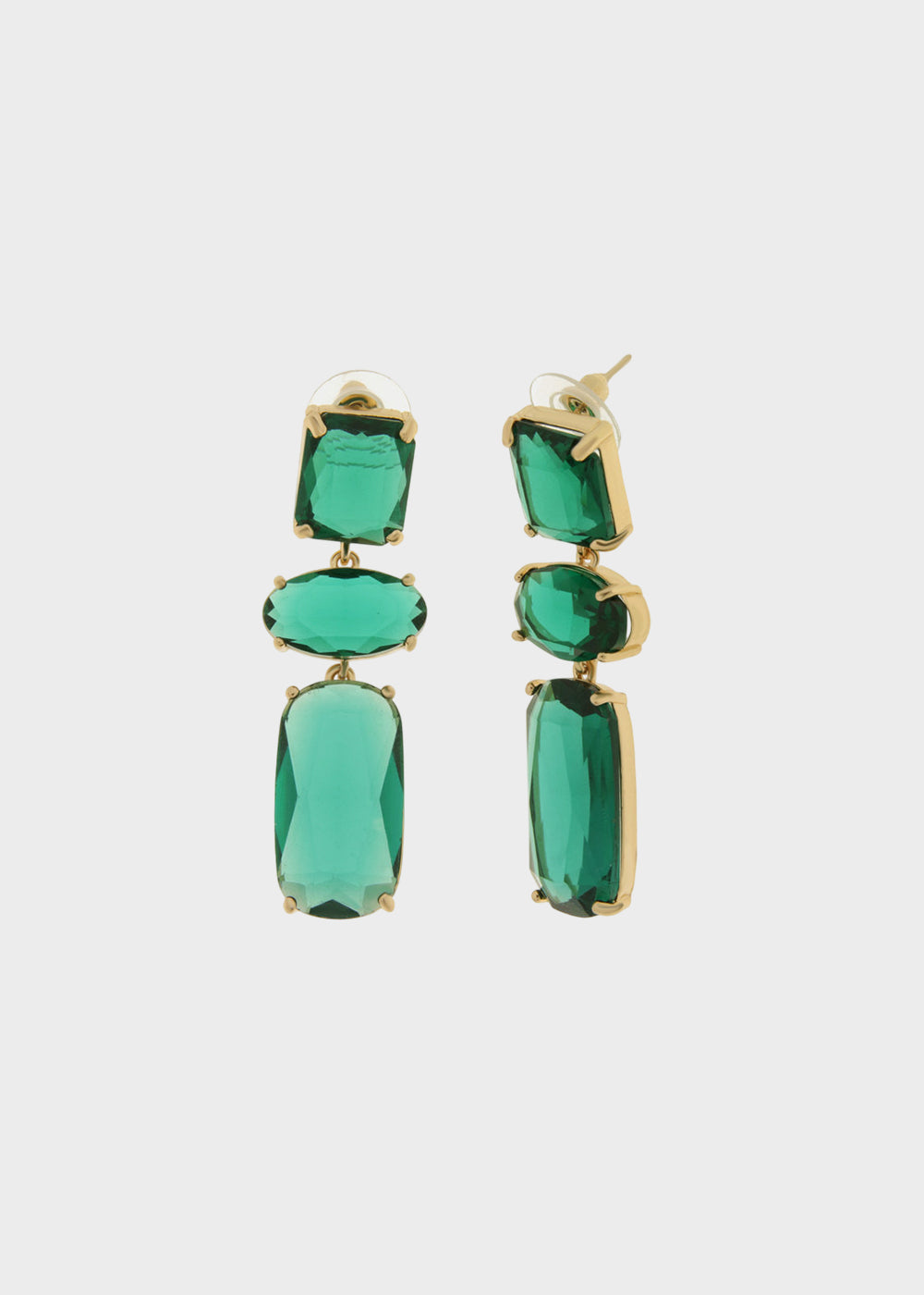 Orecchini pendenti in Metallo color oro con pietre verdi