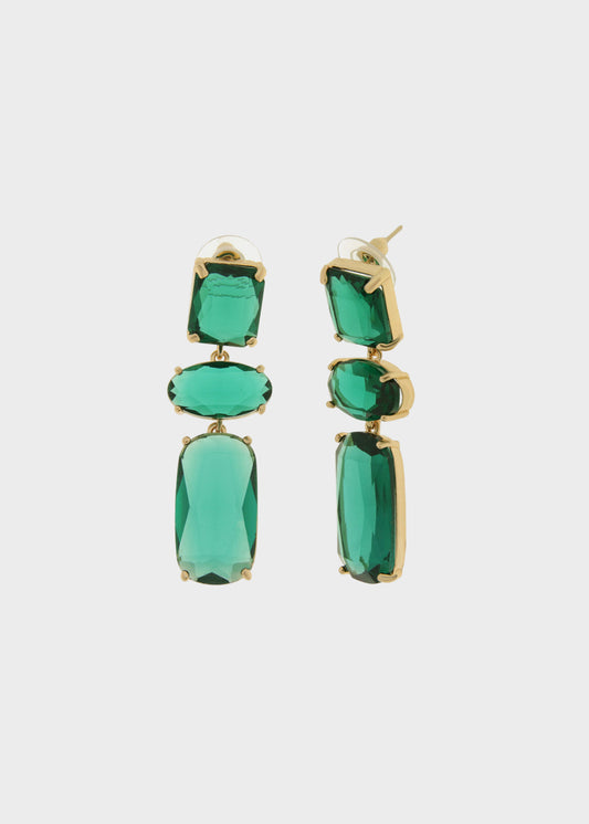 Orecchini pendenti in Metallo color oro con pietre verdi
