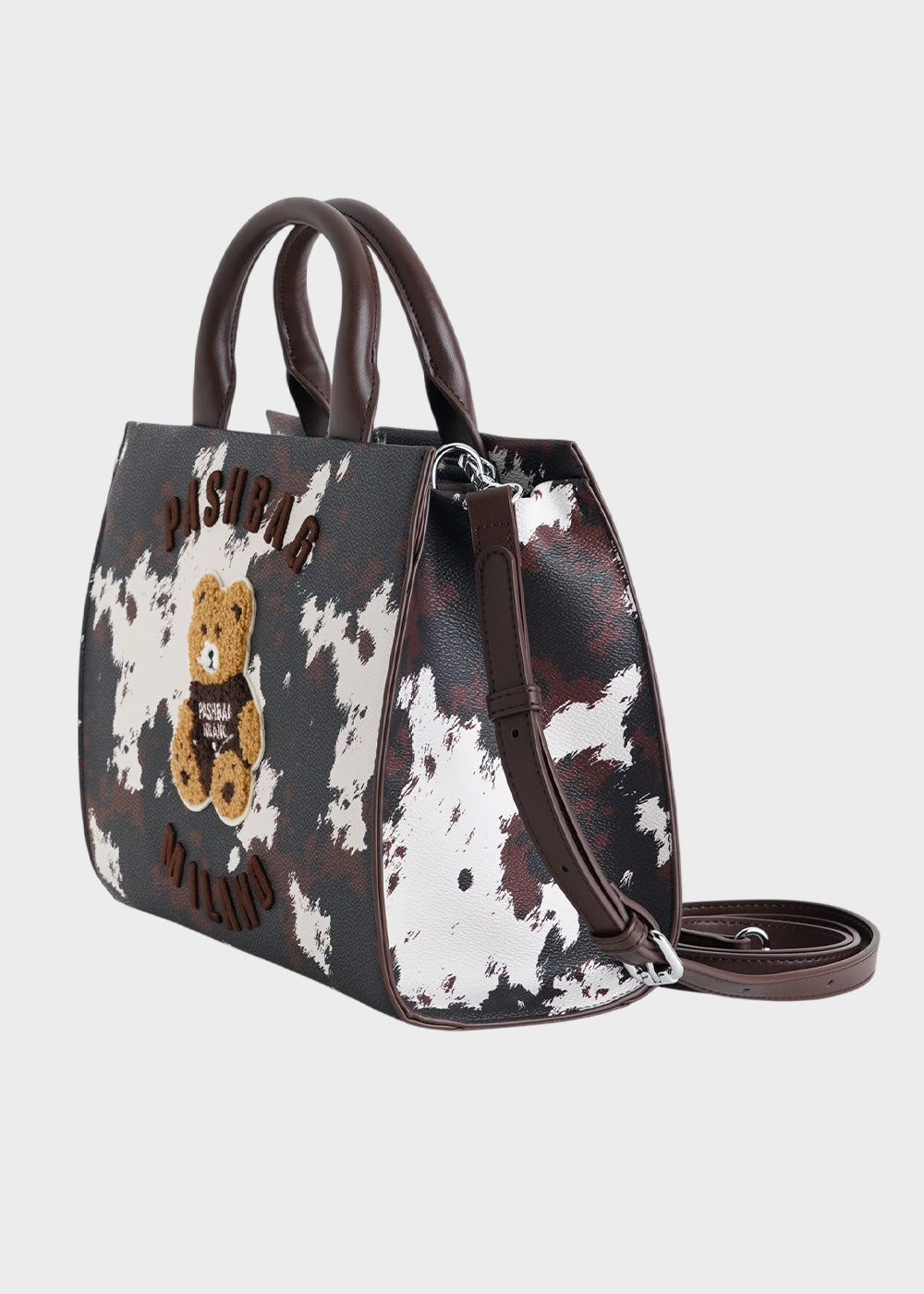 Borsa a mano Marge Cow con tracolla e applicazione orsetto centrale Teddy-2