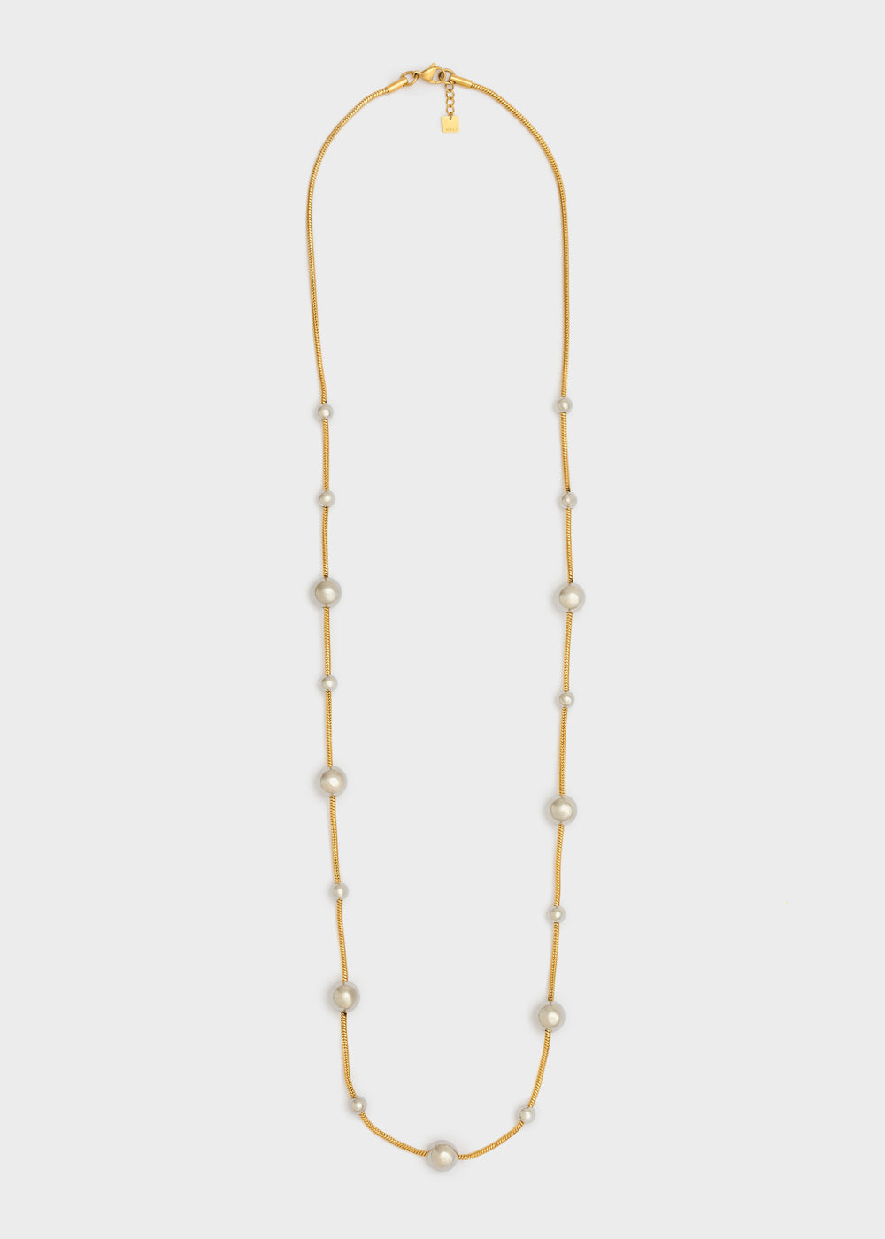 Long stainless steel ball necklace