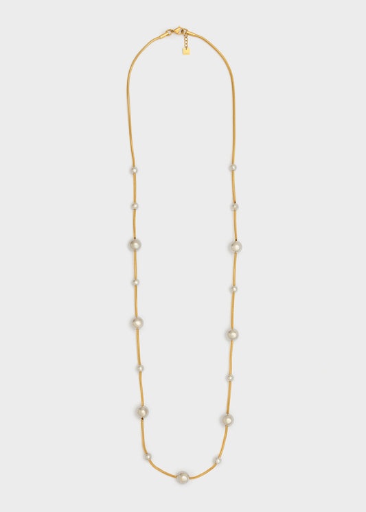 Long stainless steel ball necklace