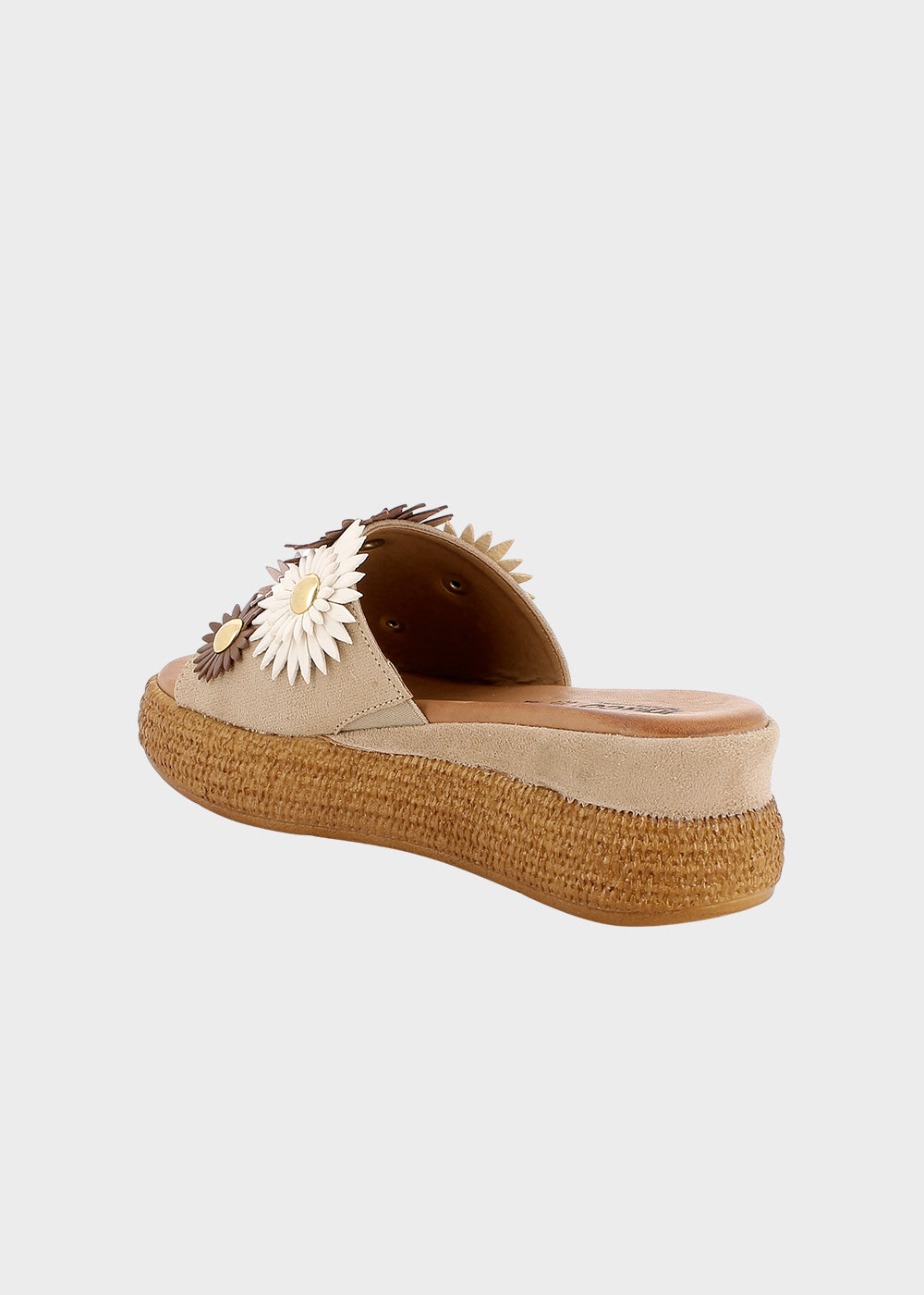 Pantofola con decorazioni floreali e zeppa (3 cm)
