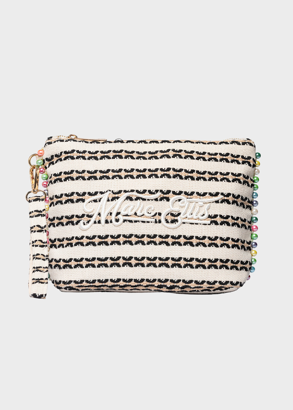 Pochette da Mare in tessuto Cassy Indy con perline laterali e manico rimovibile