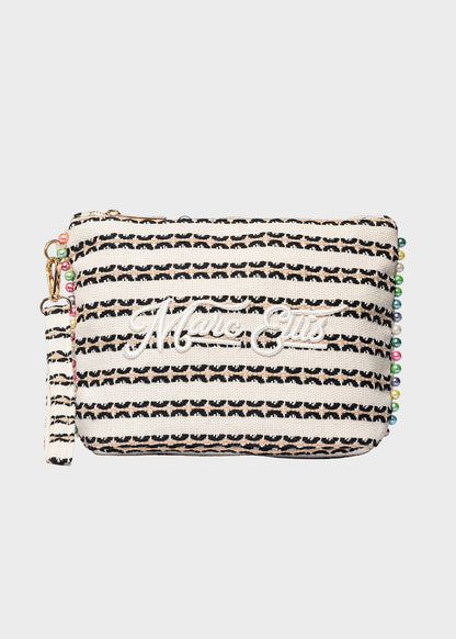 Pochette da Mare in tessuto Cassy Indy con perline laterali e manico rimovibile