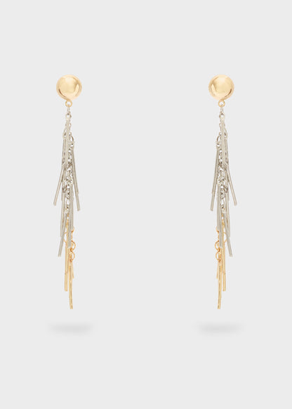 Long two-tone fringe earrings