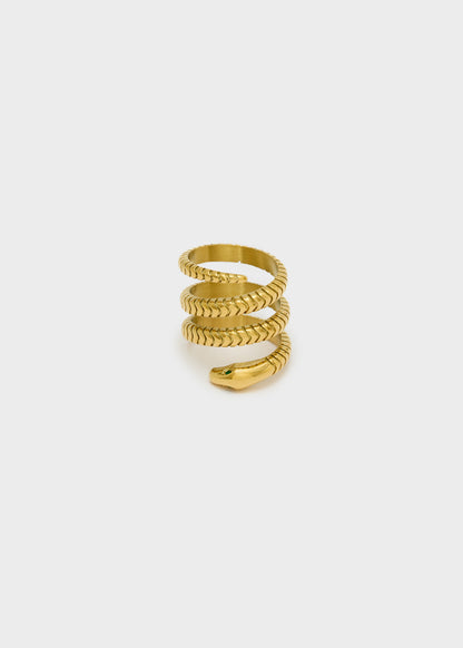 Anello Snake spirale oro in acciaio