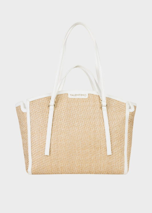 Borsa a spalla Demetra in effetto rafia intrecciata, grande