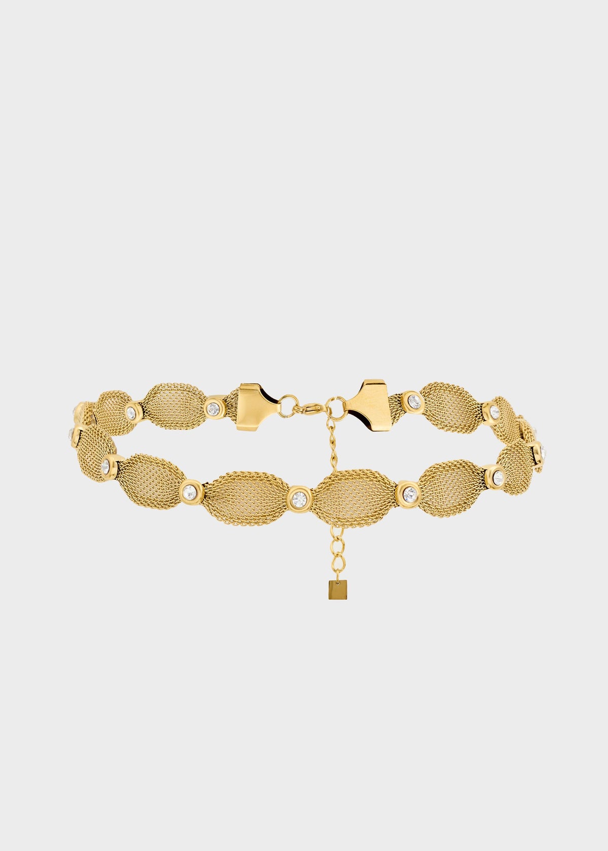 Collana choker Helena in mesh con pietre in acciaio inossidabile