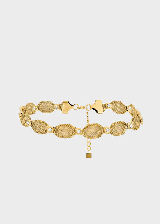 Collana choker Helena in mesh con pietre in acciaio inossidabile