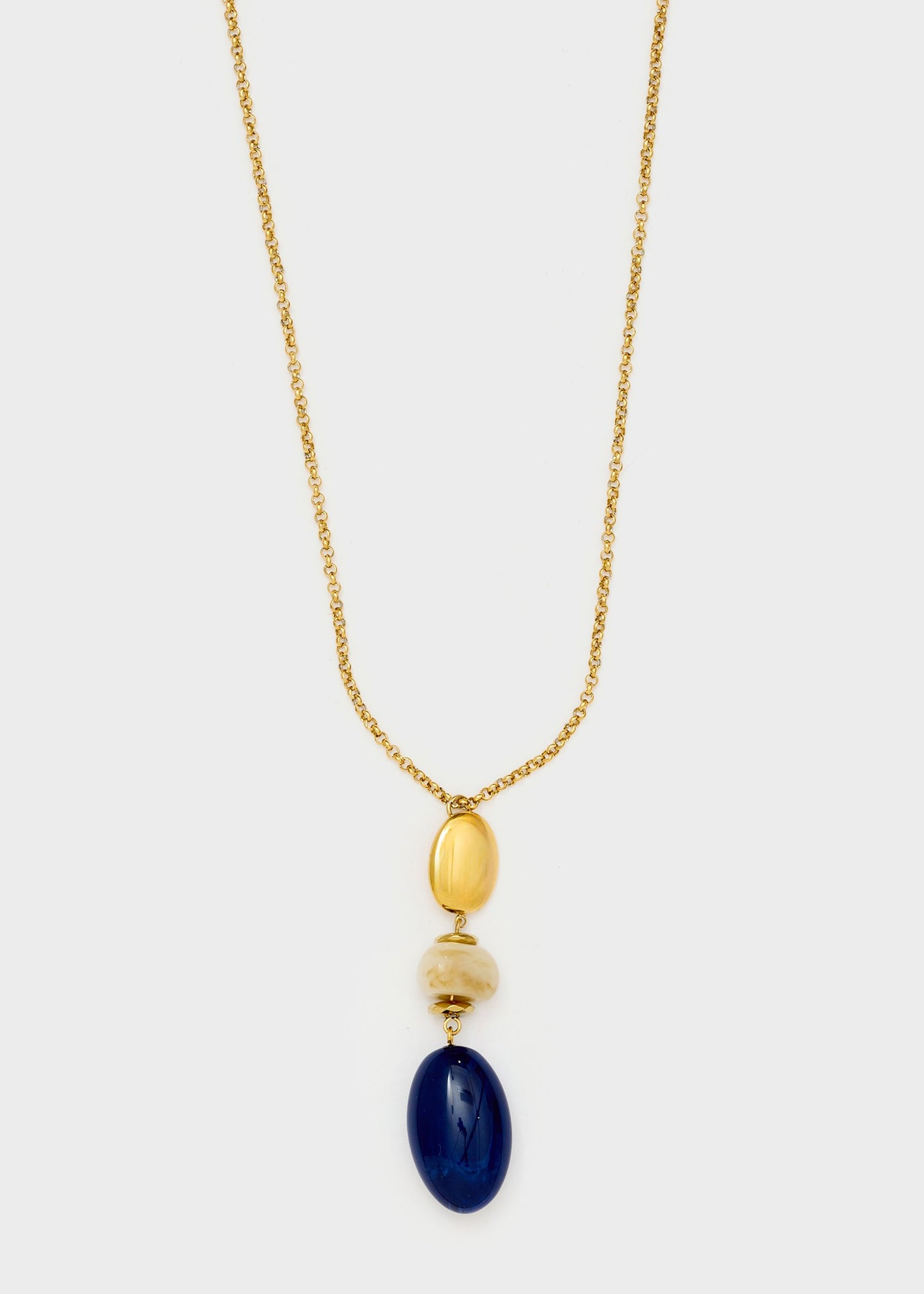 Collana Paola lunga con pendente blu, in acciaio