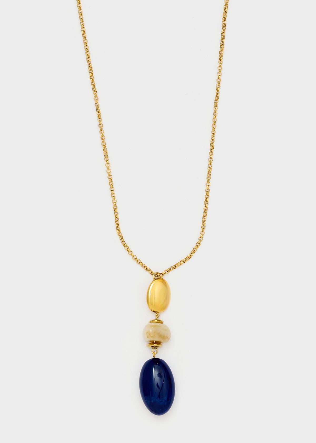 Collana Paola lunga con pendente blu, in acciaio