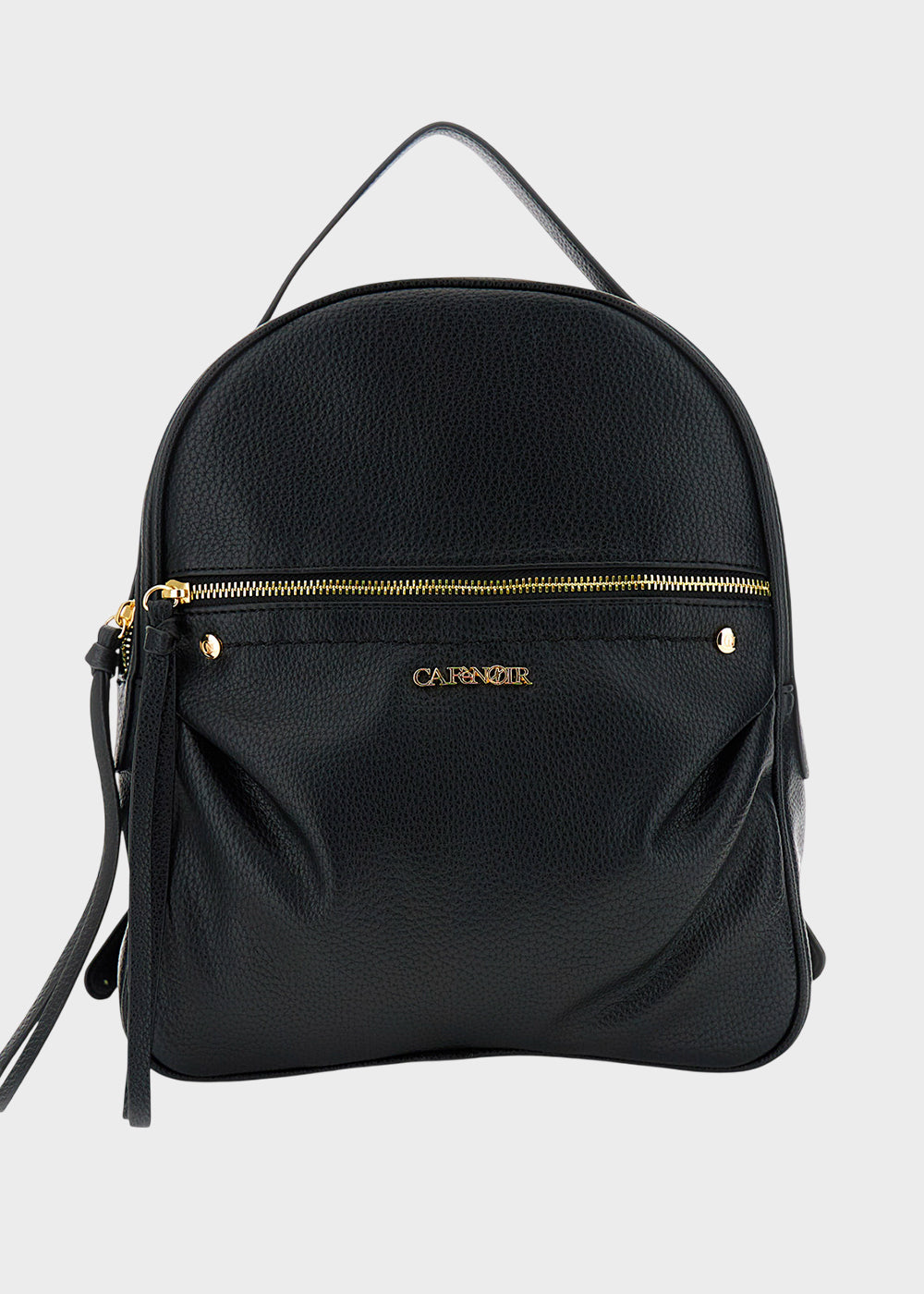 Zaino con zip frontale e logo metallico