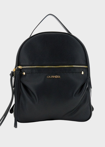 Zaino con zip frontale e logo metallico