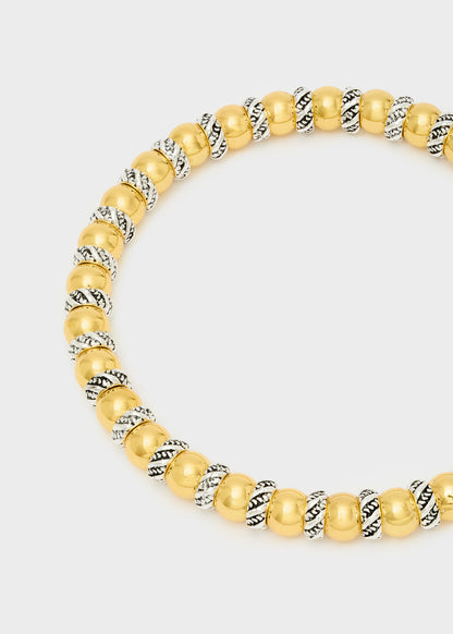 Collana sfere ed elementi mix oro e argento