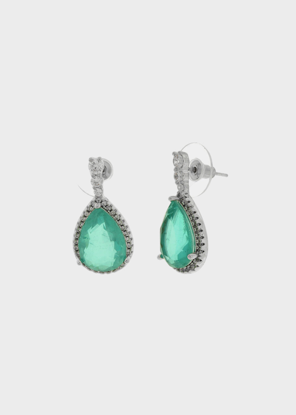 Orecchini in Metallo color argento con zirconi a goccia