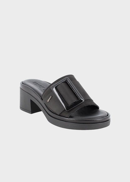 Pantofola in pelle scamosciata con tacco (5 cm)