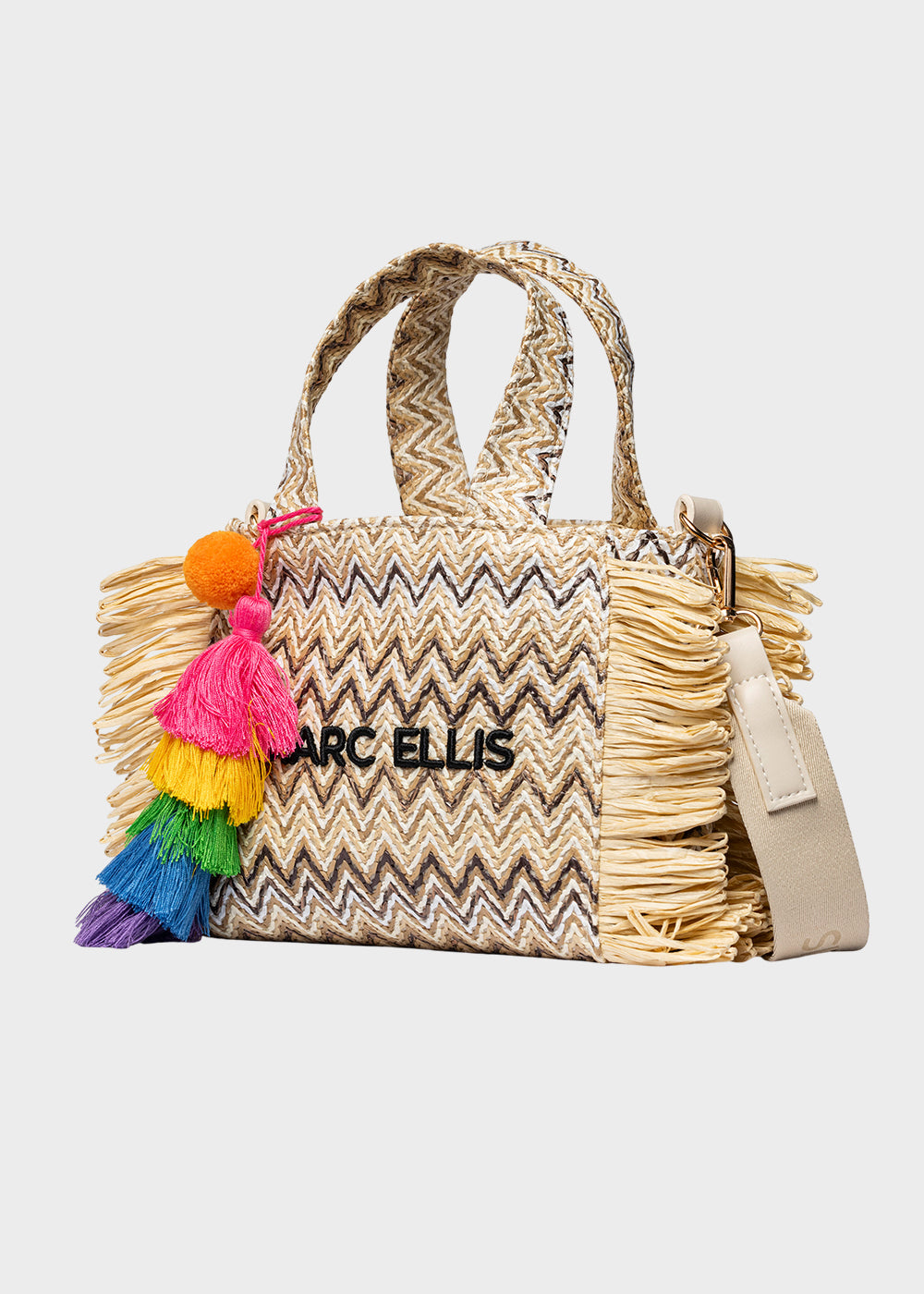 Borsa da Mare piccola Buby S.Claire S in effetto rafia, con tracolla