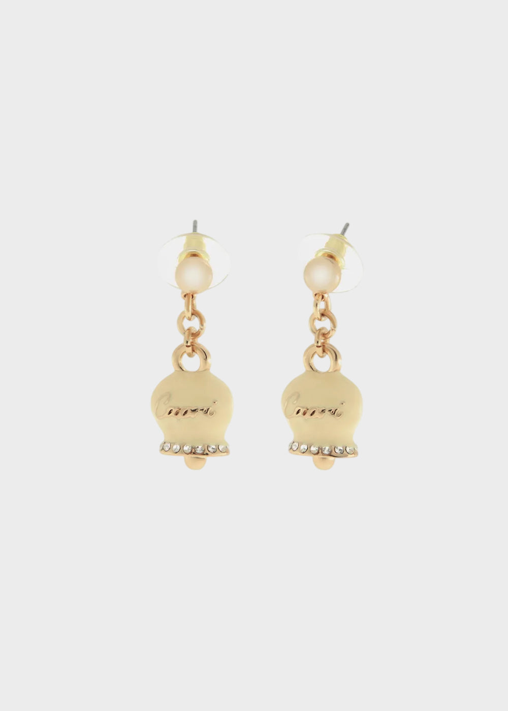 Orecchini in Metallo color oro con campanella Capri crema e cristalli
