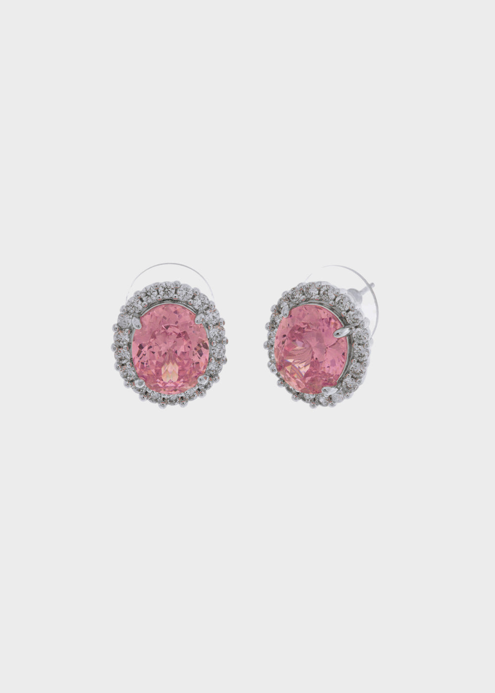 Orecchini in Metallo color argento con zirconi rosa
