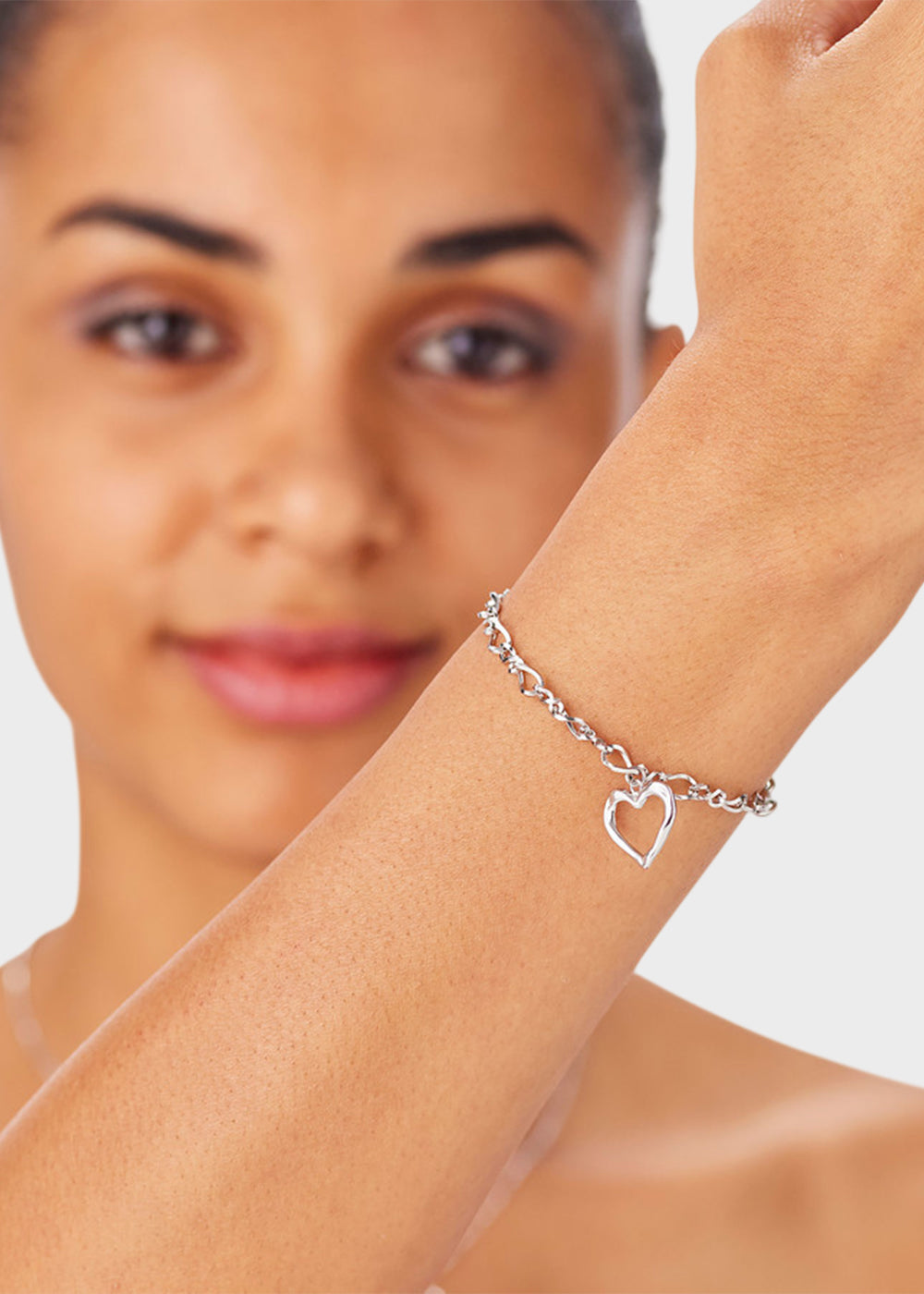 Bracciale catena Emotion in acciaio con pendente a forma di cuore