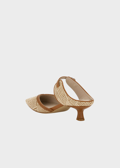 Sabot tomaia effetto rafia intrecciata con tacco (4 cm)