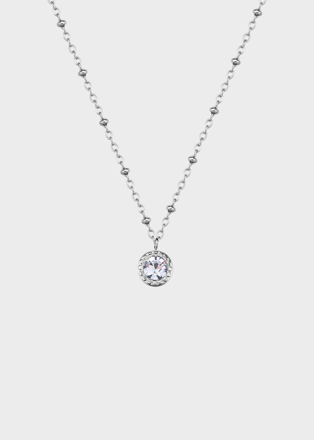 Collana Aurora girocollo in acciaio con cristallo pendente