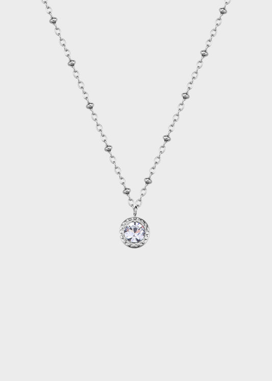 Collana Aurora girocollo in acciaio con cristallo pendente