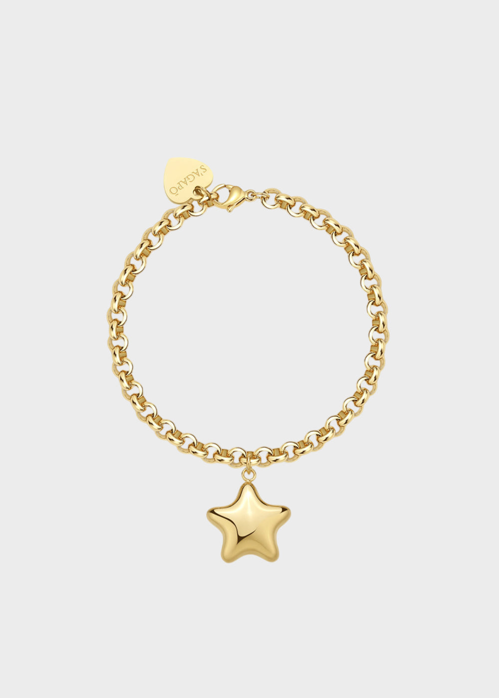 Bracciale catena Stellar in acciaio con finitura pvd oro 14k e pendente a forma di stella