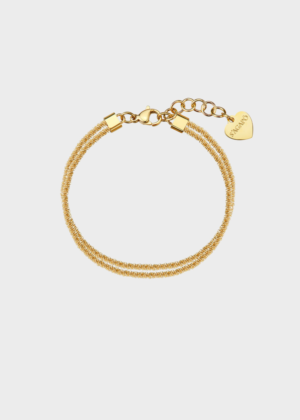 Bracciale doppiofilo Chunky in acciaio con finitura pvd oro 14K