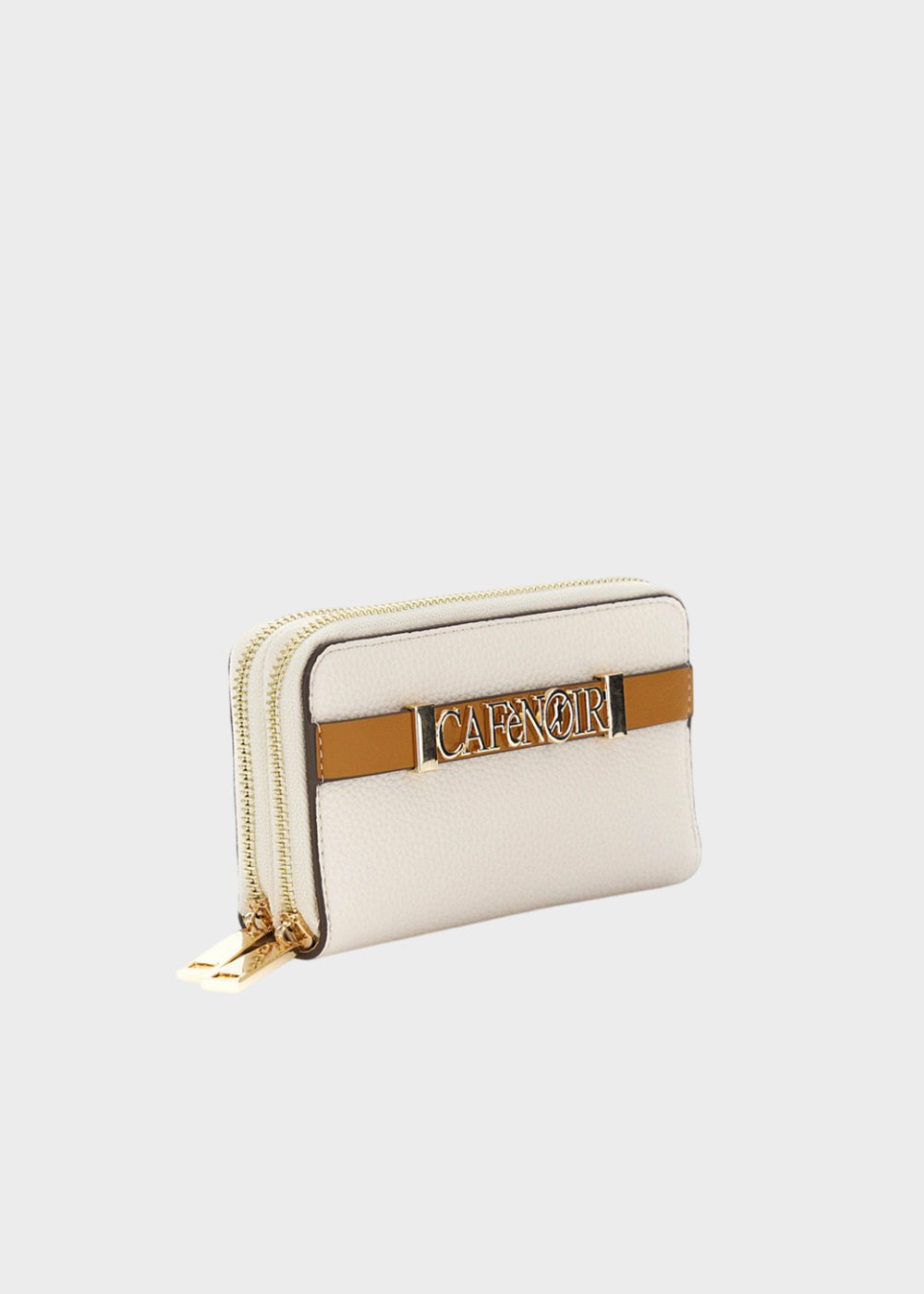 Portafogli con doppia zip e logo metallico