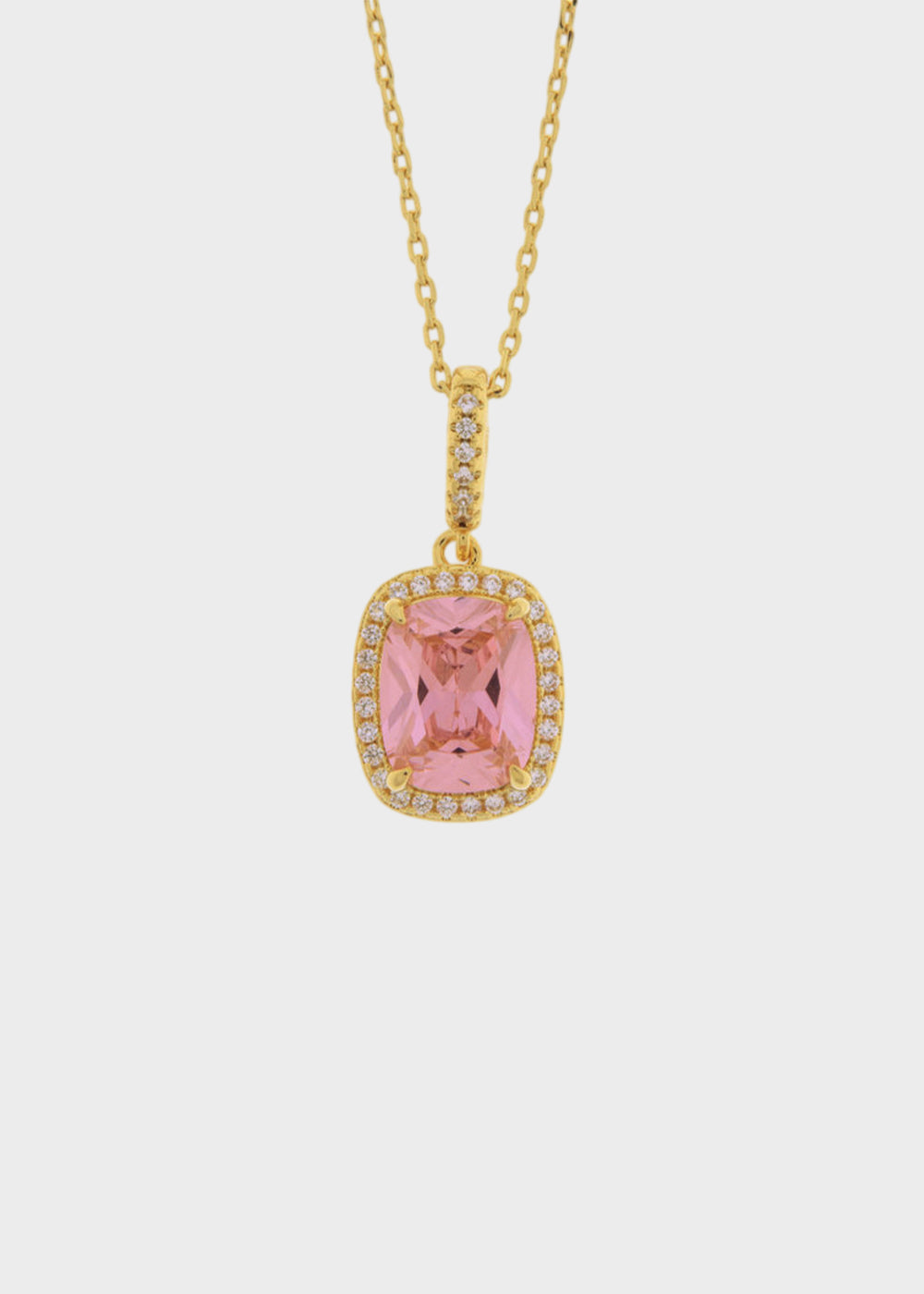 Collana in Metallo color oro con pietra rosa