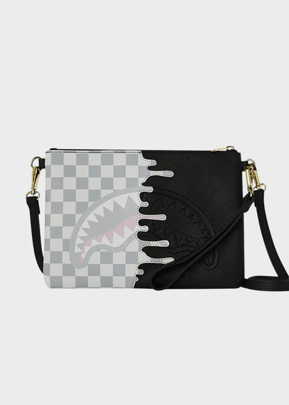 Pochette Cream Check Side Drip con tracolla e manico da polso