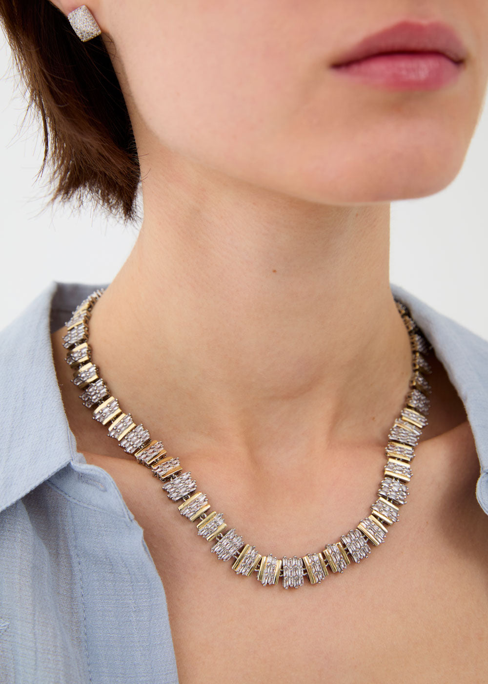 Collana baguette con pietre