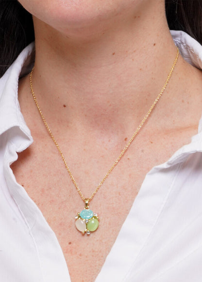 Collana in Metallo color oro con pietre colorate