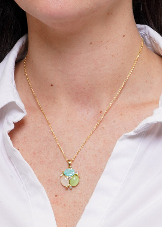 Collana in Metallo color oro con pietre colorate