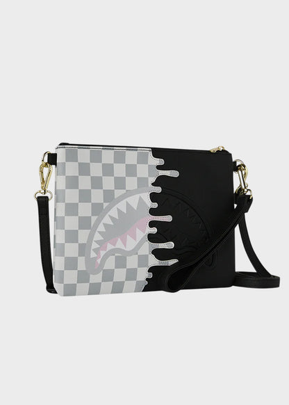 Pochette Cream Check Side Drip con tracolla e manico da polso