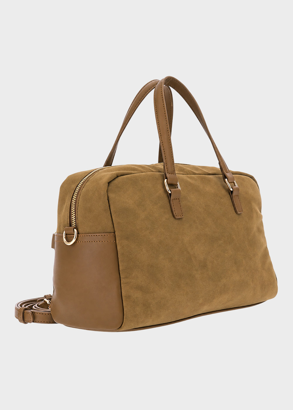 Borsa a mano effetto camoscio con tracolla-3