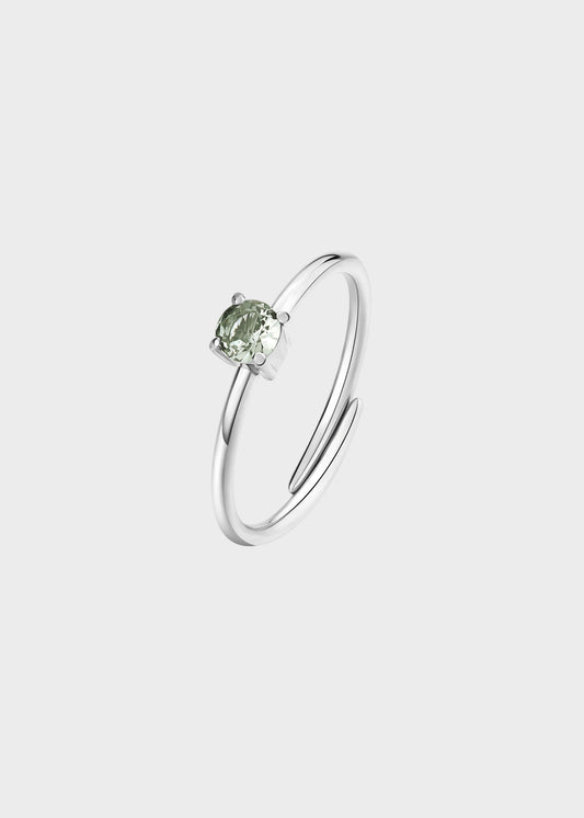 Anello regolabile Dazzly in acciaio con pietra verde