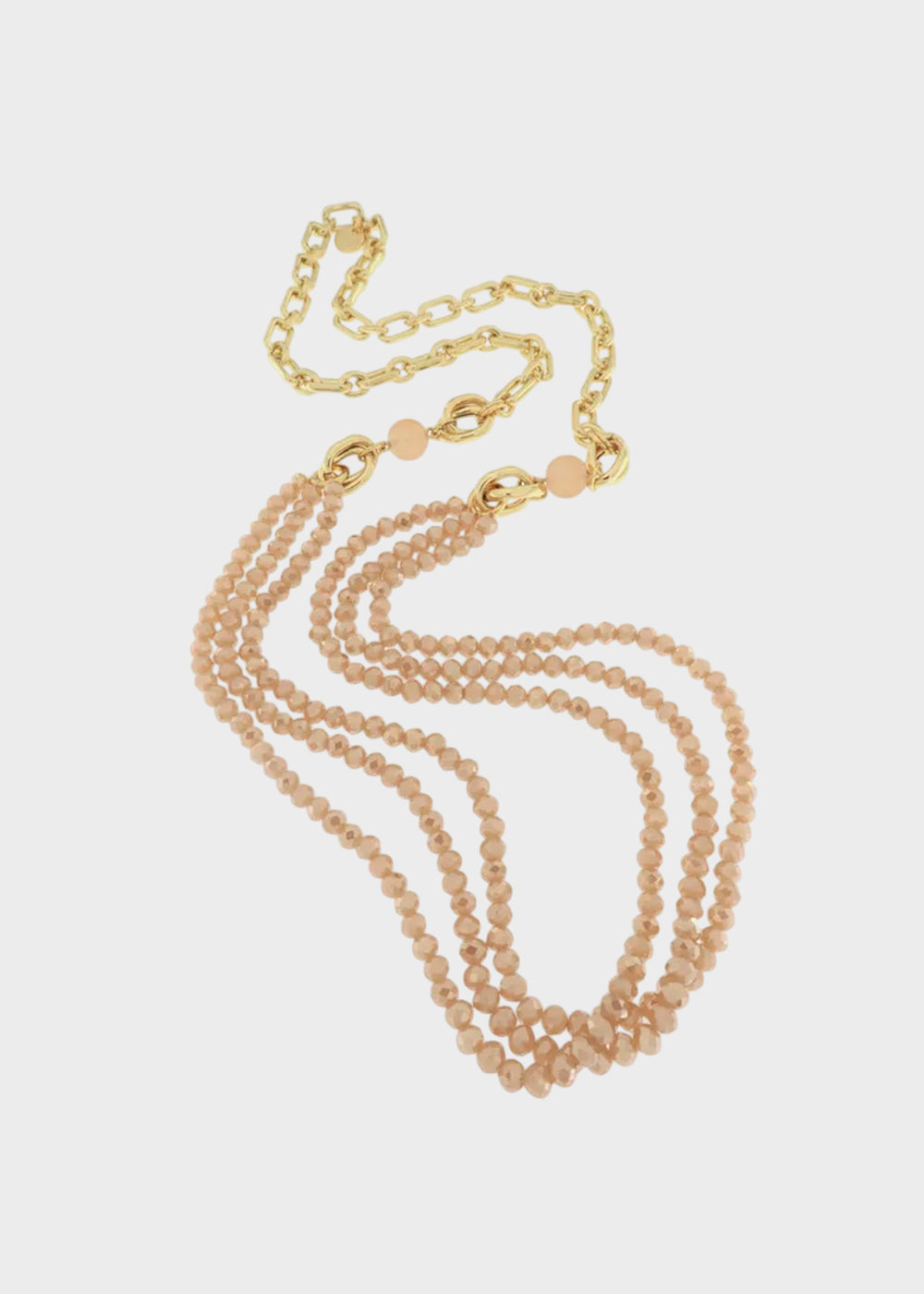 Collana multifilo in Metallo color oro cristalli rosa