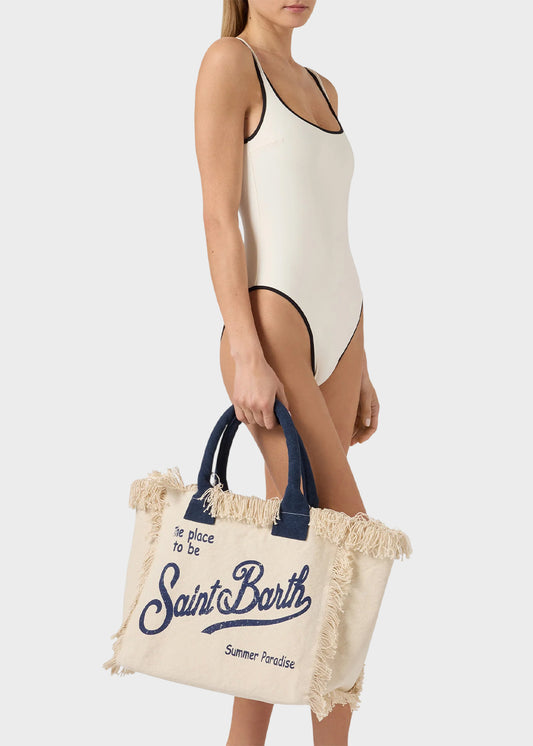 Borsa da mare grande Vanity in canvas