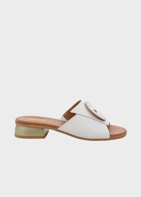 Pantofola con decorazione tonda e tacco (2,8 cm)