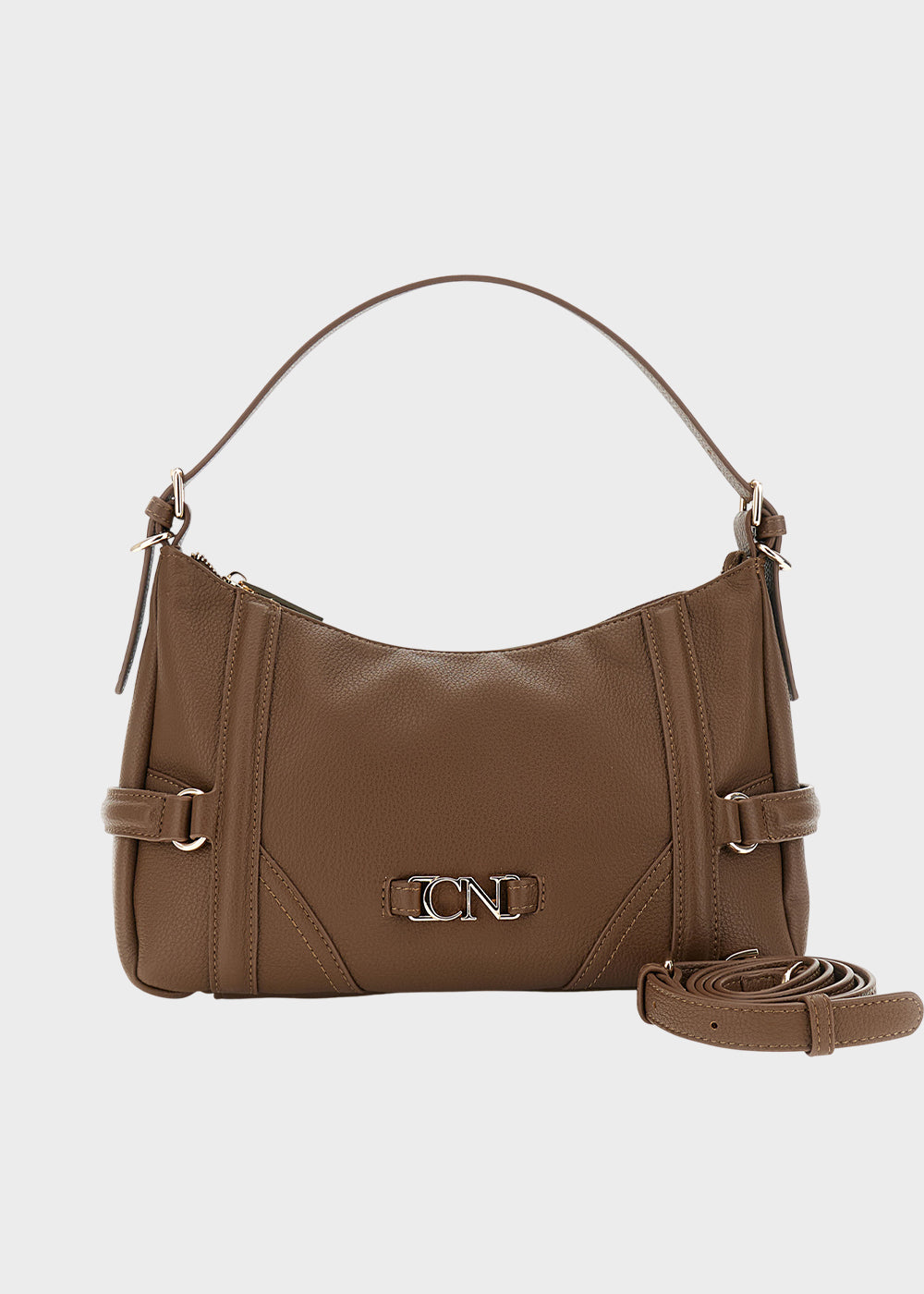 Borsa da spalla con tracolla e logo metallico-1