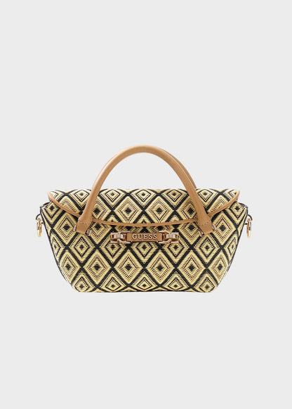 Borsa a mano in tessuto con tracolla Sophia Mini con trama geometrica