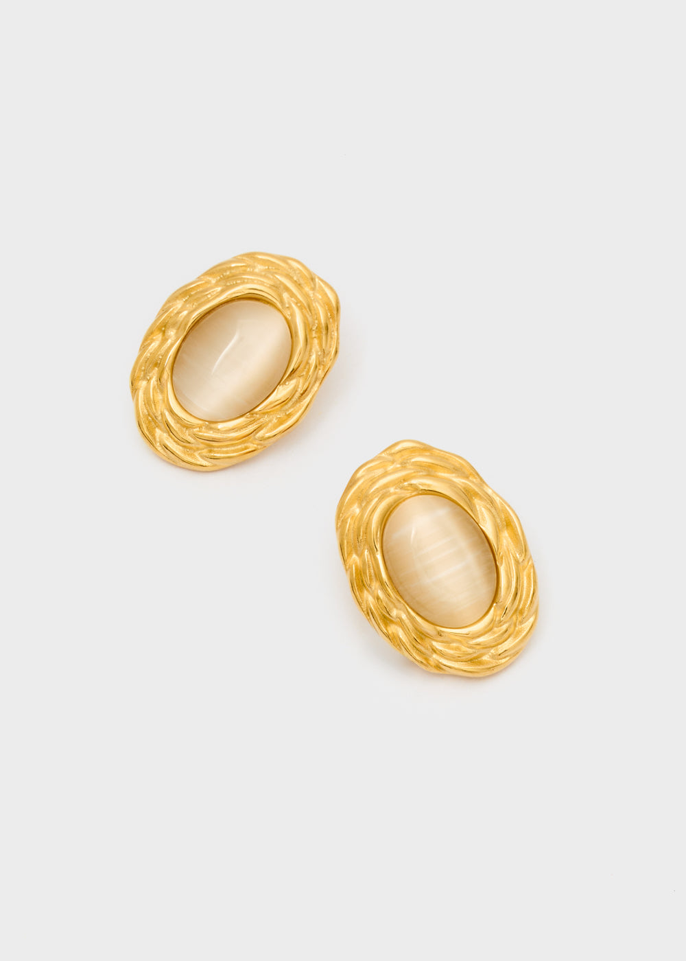 Retro Oval Stainless Steel Earrings