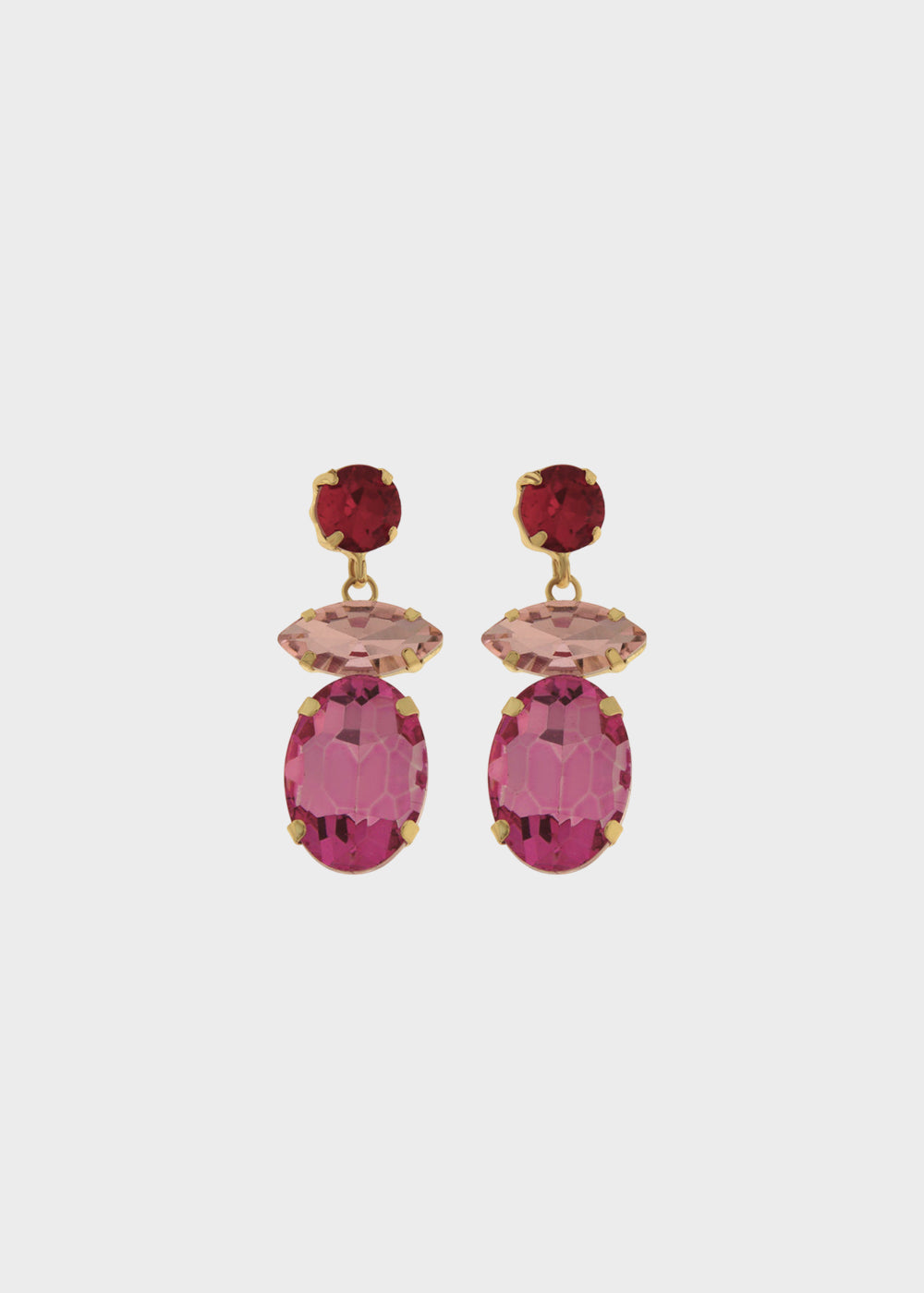 Orecchini pendenti in Metallo color oro con pietre rosa