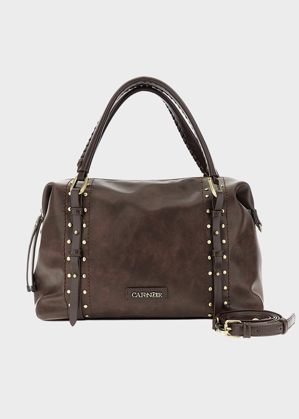 Borsa a mano effetto vintage con borchie e tracolla