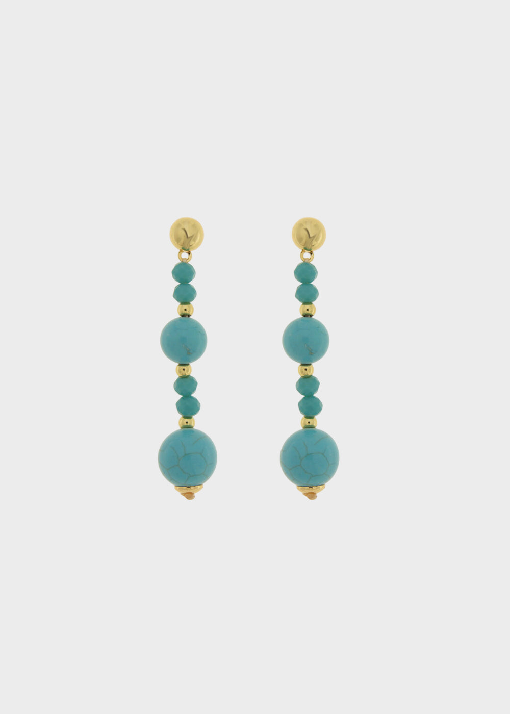 Orecchini pendenti in Metallo color oro con perline tonde azzurre