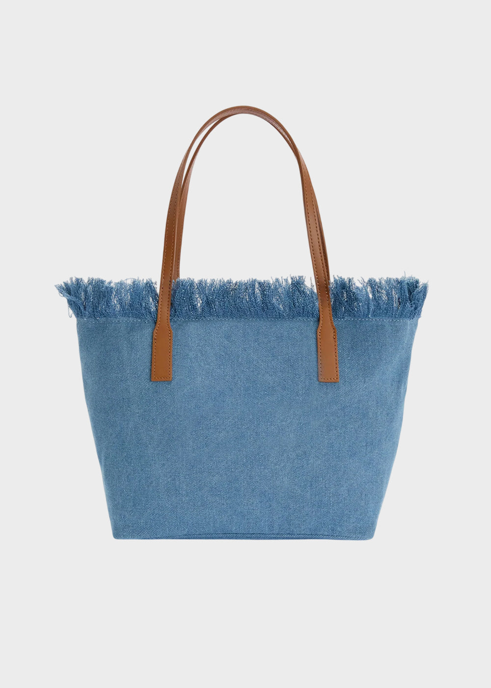 Borsa shopper City media in tessuto con frange
