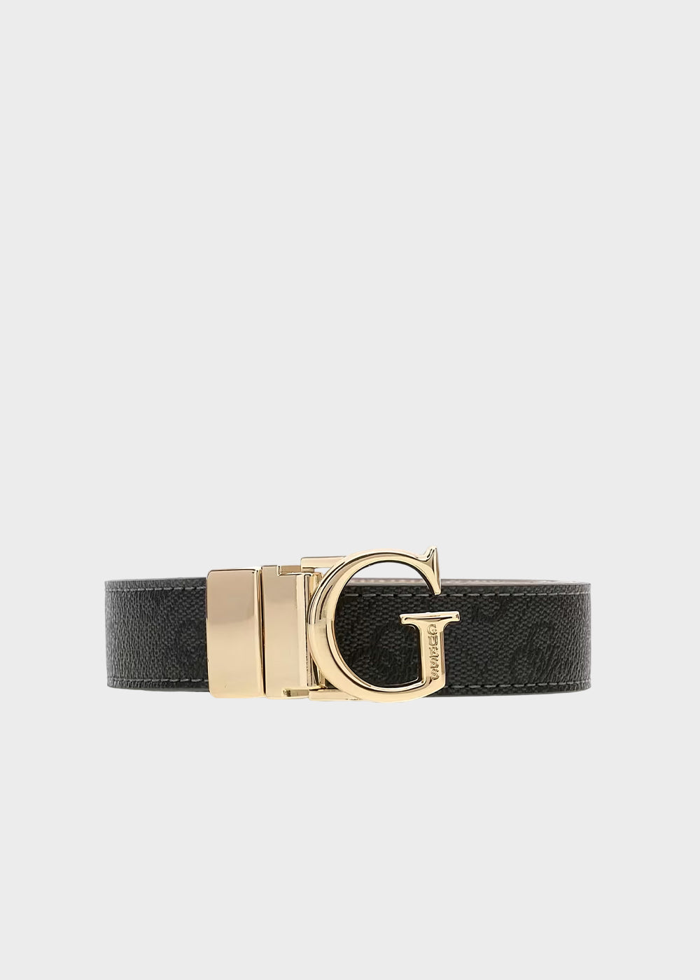 Cintura reversibile con logo all over nera e latte (2,2 cm)