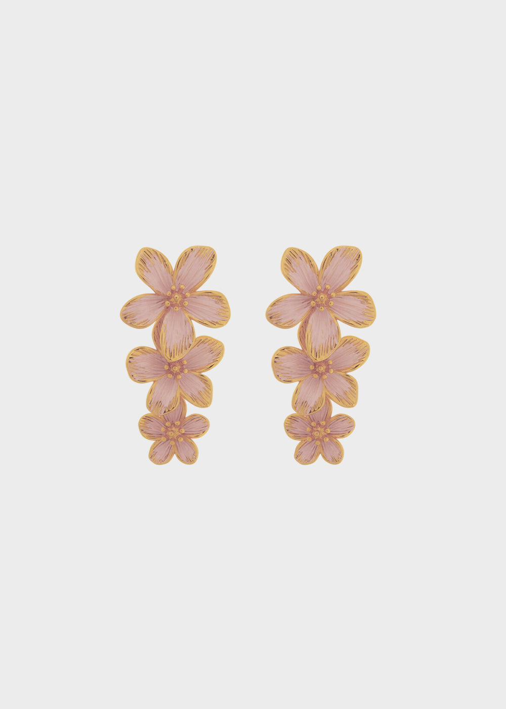 Orecchini pendenti in Metallo color oro con fiori rosa